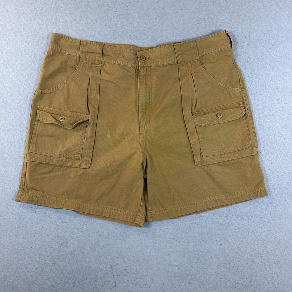 Cabelas Men's Cargo Shorts 42 Waist Brown Cotton Canvas Hiking Hiker